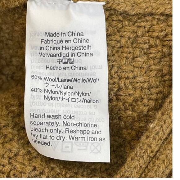 J. Crew Patchwork Cable Knit Wool Sweater Heather Teak Brown size small - Picture 12 of 12